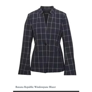 Banana Republic Windowpane Navy Blazer